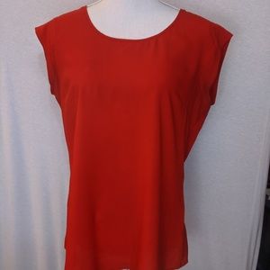 The Limited Red Short Sleeve Flowy Blouse